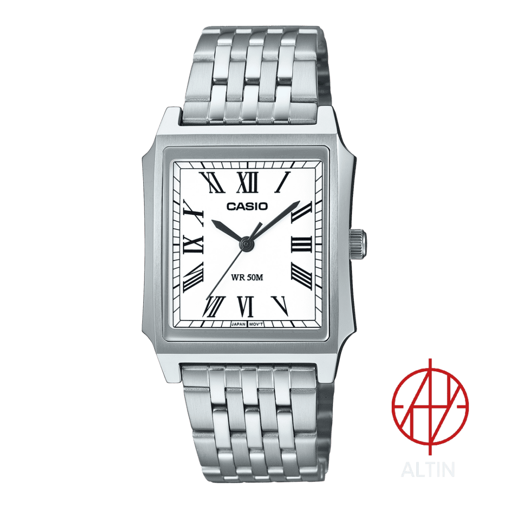 ساعت مچی مردانه کاسیو Casio MTP-B190D-7BVDF با صفحه سفید و عقربه نقره ای