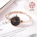 ساعت مچی زنانه جولیوس (Julius) مدل JA-1293D رزگلد (بند النگویی، قاب گرد، صفحه مشکی) 0