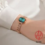ساعت مچی زنانه جولیوس (Julius) مدل JA-1332D سبز-رزگلد (قاب کوسنی، بند استیل بافت‌دار)_3