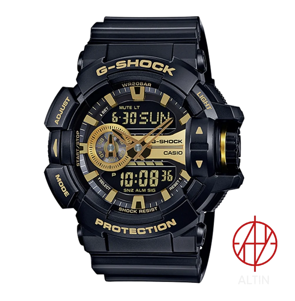 ساعت مچی کاسیو جی شاک Casio G-Shock مدل GA-400GB-1A9DR ترکیب رنگ مشکی و طلایی