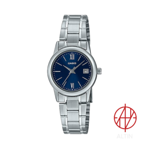 ساعت مچی زنانه کاسیو Casio مدل LTP-V002D-2B3 اورجینال با صفحه سرمه‌ای و نمایشگر تاریخ