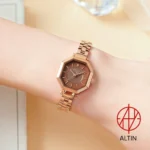 ساعت مچی زنانه جولیوس (Julius) مدل JA-1419C رزگلد (قاب هشت‌ضلعی، صفحه قهوه‌ای طرح‌دار) 01
