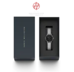 ساعت مچی زنانه دنیل ولینگتون (Daniel Wellington) مدل DW00100593 (کالکشن Petite Lumine، صفحه صدف مشکی، بند حصیری نقره‌ای) - تصویر 4
