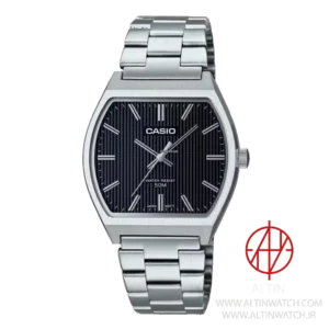 ساعت مچی کاسیو (Casio) مدل MTP-B140D-1AVDF (قاب چهارگوش نقره‌ای، صفحه مشکی شیاردار)