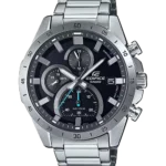 ساعت مچی مردانه کاسیو ادیفایس (Casio Edifice) مدل EFR-571D-1AV (کرونوگراف, استیل نقره‌ای, صفحه مشکی)