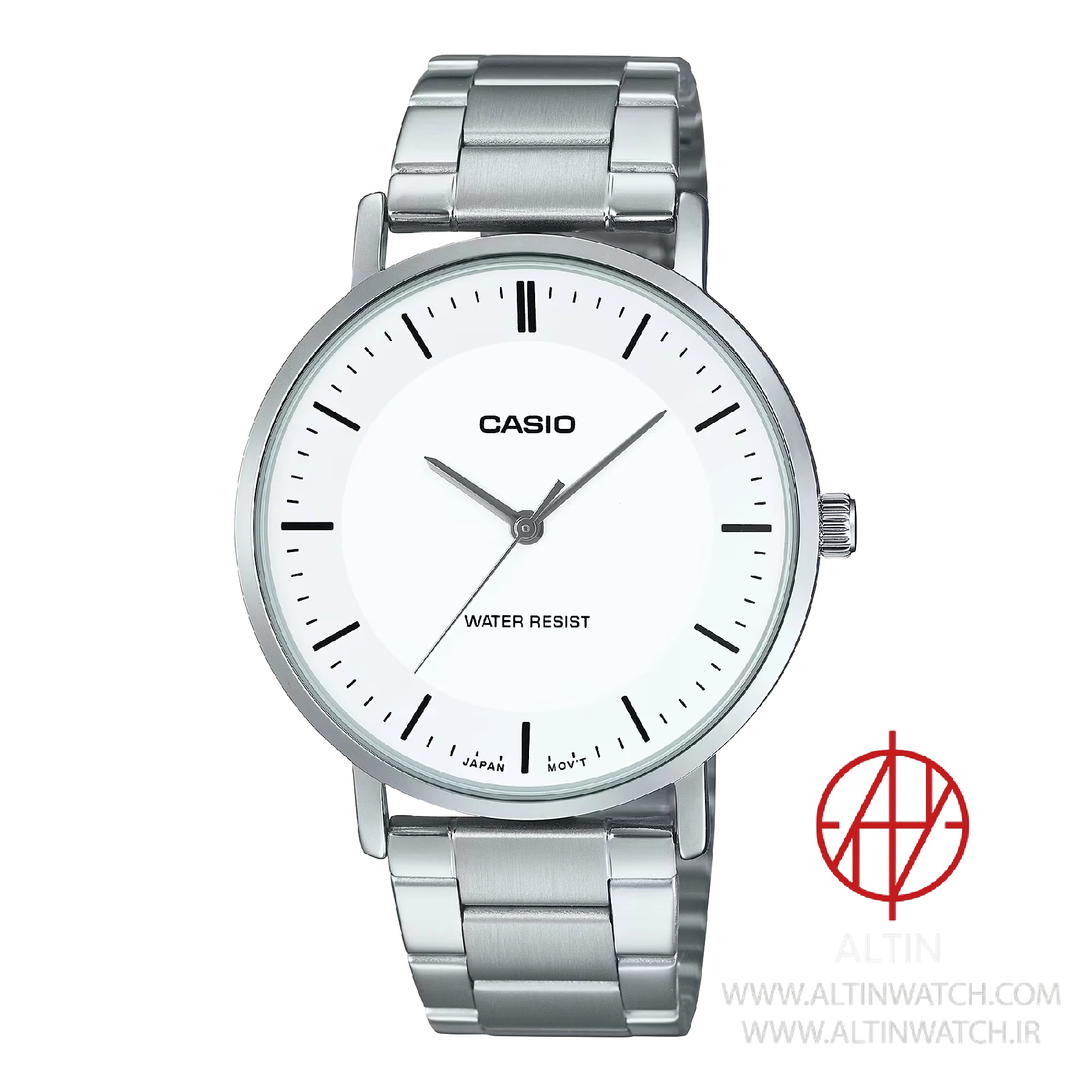 MTP-VT04D-7E ساعت مچی مردانه کاسیو (Casio) مدل MTP-VT04D-7E (کلاسیک، مینیمال، صفحه سفید، بند استیل) - تصویر 1