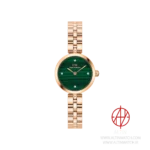 ساعت مچی زنانه دنیل ولینگتون (Daniel Wellington) مدل DW00100721 (بند ۵-تکه رزگلد، صفحه مالاکیت سبز نگین‌دار)
